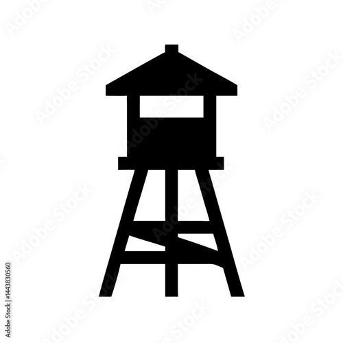 Hunting stand vector graphic black silhouette design for outdoor adventure and wildlife viewing area