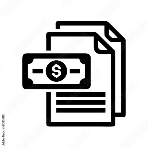 Financial documents and money payment vector icon for accounting and banking services design