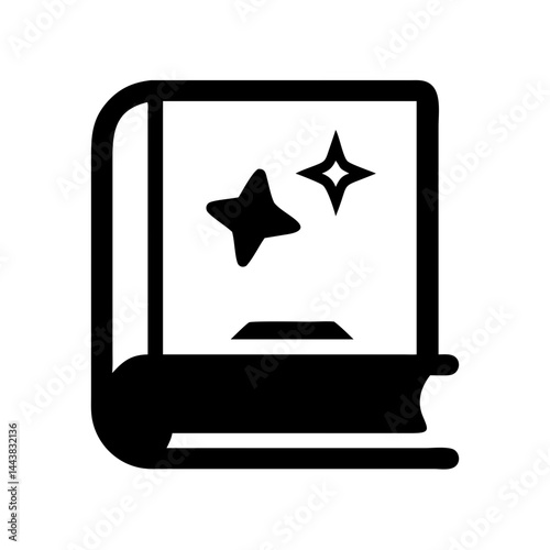 Magic spell book illustration vector, fantasy book with stars, wizard book icon, fairytale book