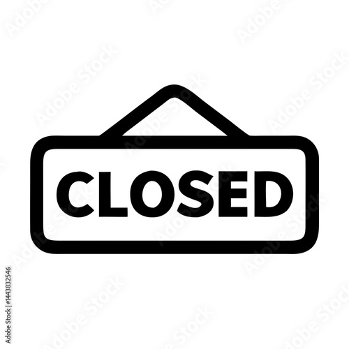Simple Closed Sign Icon Black and White Vector Graphic
