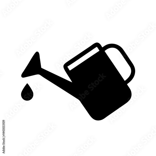 Watering can vector icon for garden care, plant watering, and gardening equipment design needs