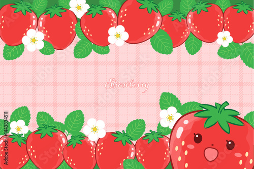 かわいいいちごのフレーム装飾イラスト