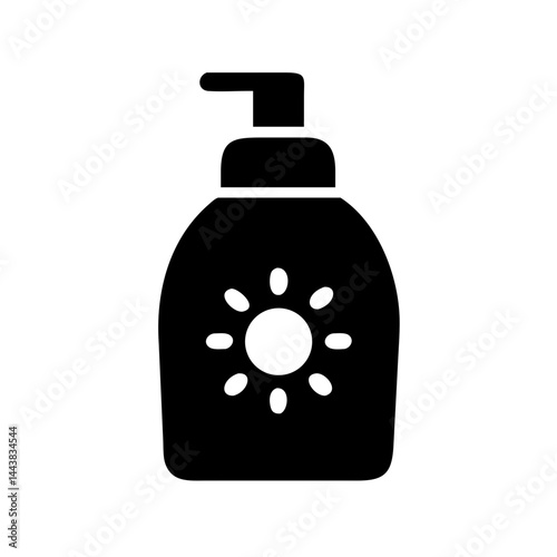 Sunscreen lotion bottle vector illustration for summer skin care and protection product design needs