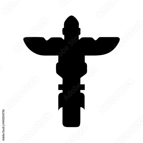 Native american totem pole silhouette vector art illustration for tribal designs and crafts