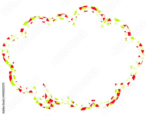 ステンドグラス風吹き出し　三角形模様　丸みのある雲形