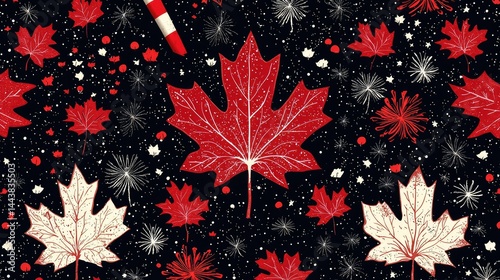 Canadian Maple Leaf Pattern on a Dark Background
