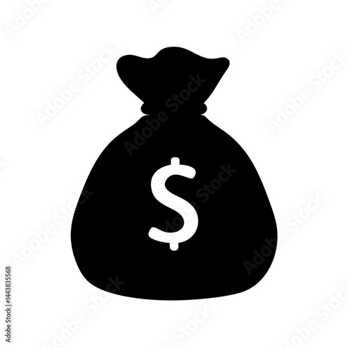 Money bag vector icon illustration for finance wealth and investment concept design element asset