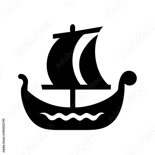Viking ship illustration sailing boat vector image norse longship icon scandinavian vessel graphic art