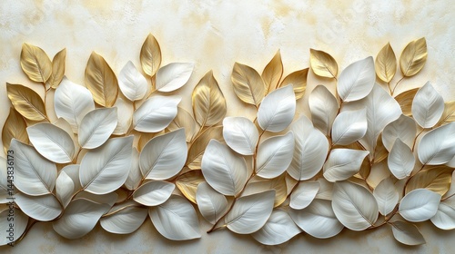 Golden and white leaves border design
