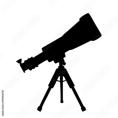 Telescope silhouette vector for astronomy stargazing and space exploration equipment design needs