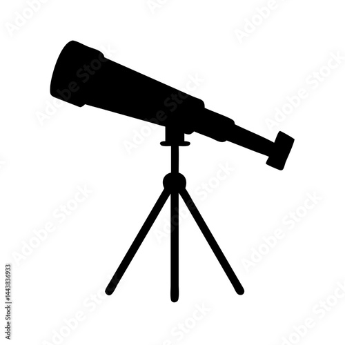 Astronomy telescope silhouette vector illustration for stargazing and celestial observation