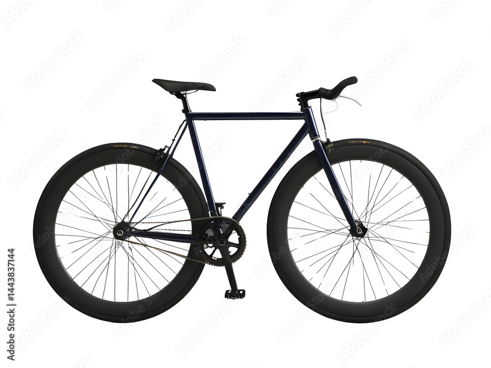 Obraz premium Minimalist Fixed Gear Bicycle PNG, Side View of Clean Modern Bike Isolated on Transparent Background