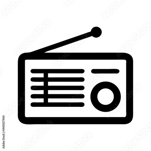 Radio receiver icon vintage retro broadcast device am fm antenna signal audio sound wave tuner