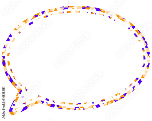 ステンドグラス風吹き出し　三角形模様　丸形