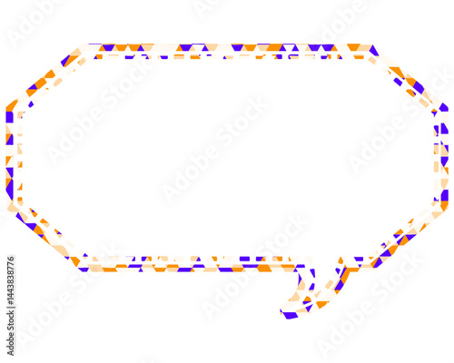 ステンドグラス風吹き出し　三角形模様　細長い八角形