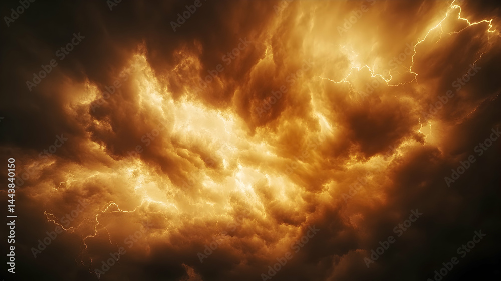 Fiery storm clouds, dark sky, nature backdrop Fiery storm clouds, dark sky, nature backdrop
