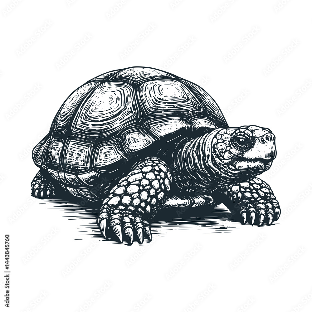 Fototapeta premium An old turtle – Black and White Icon Vector and Illustration