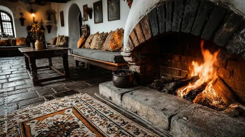 Cozy room with fireplace