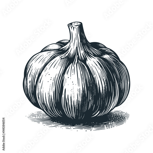 Garlic – Black and White Icon Vector and Illustration