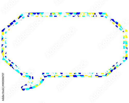 ステンドグラス風吹き出し　三角形模様　細長い八角形