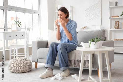 Allergic young woman with t...