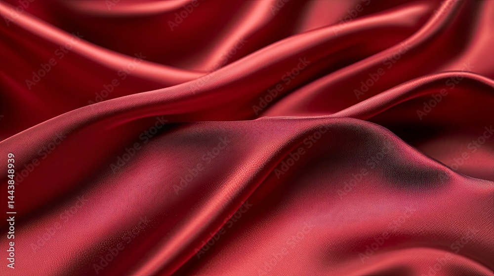 Obraz premium Close-up view of rich burgundy silk drapery.