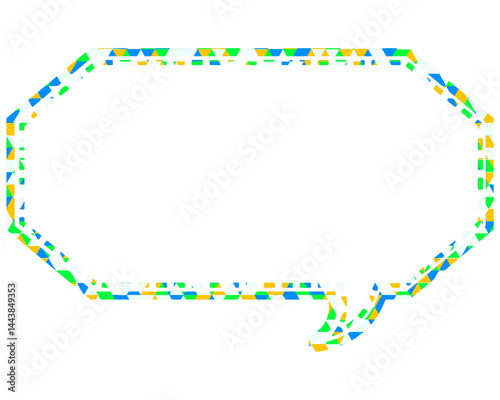 ステンドグラス風吹き出し　三角形模様　細長い八角形