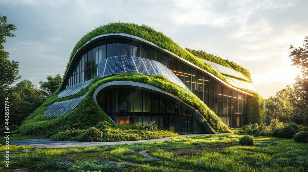 Fototapeta premium Eco-Friendly Architectural Marvel: A Sustainable Building Design