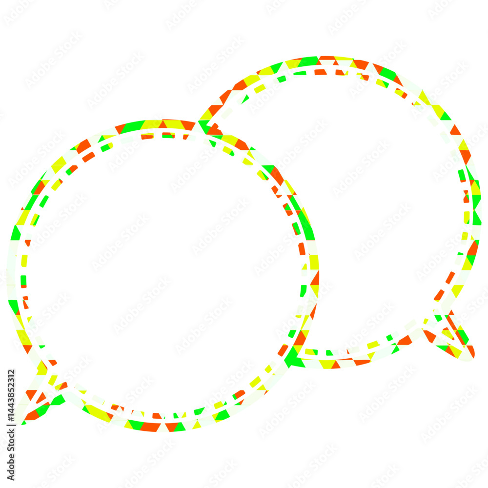 Obraz premium ステンドグラス風吹き出し 三角形模様 重なる会話