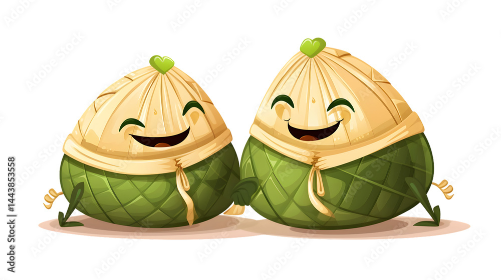 Naklejka premium Traditional Ketupat Dumplings for Eid Al-Fitr Celebration Preparation