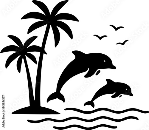 vector illustration of dolphin jumping out of water