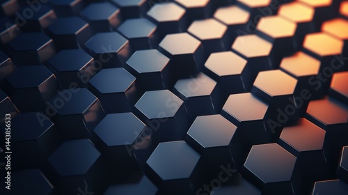 Dive into an abstract world with a captivating 3D black hexagon pattern that adds depth and visual intrigue.