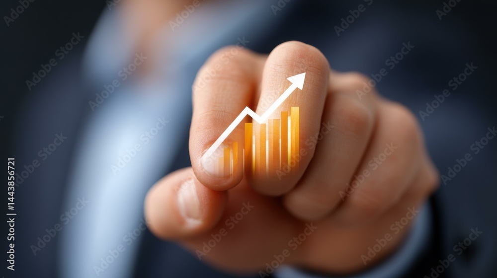 A determined businessman aims high, holding a vision for leadership through smart asset investments in a dynamic market.