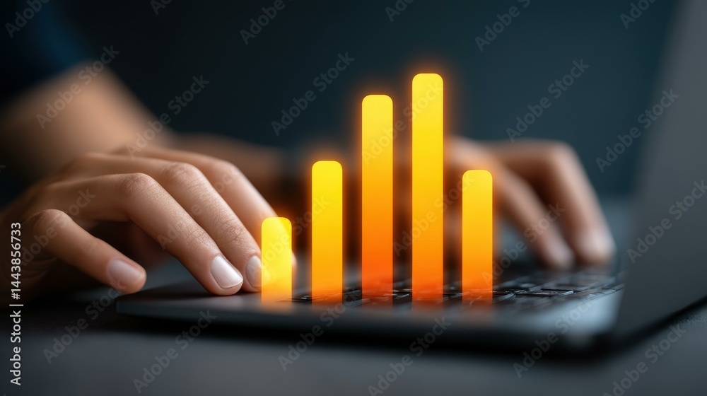 Analyze and strategize your business growth using data insights with a laptop, focusing on financial profits and trends.