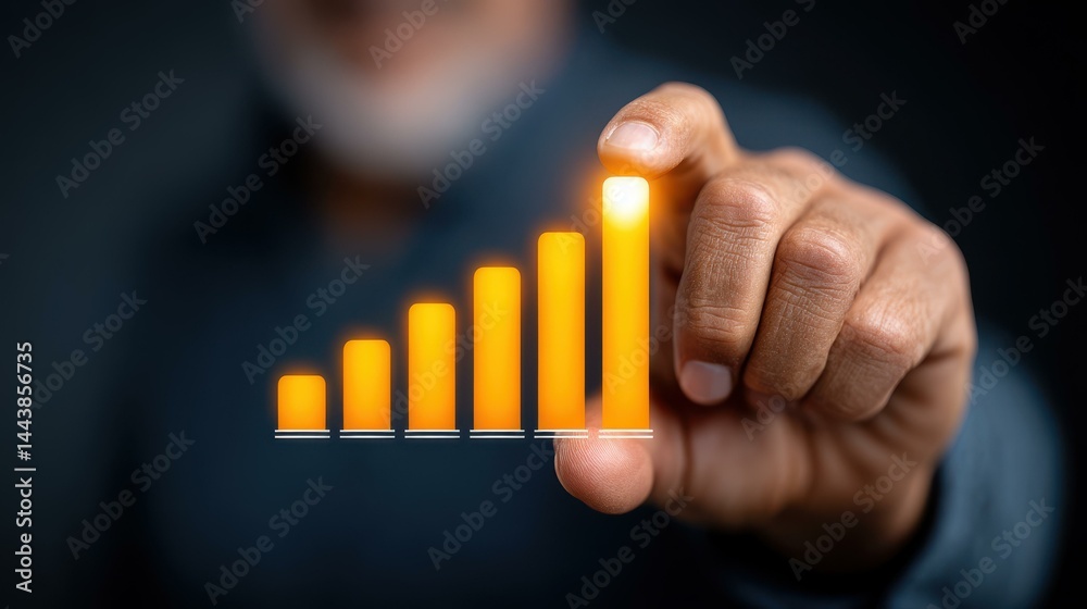 Businessman reviews financial growth trends to make informed longterm investment decisions in a changing market.