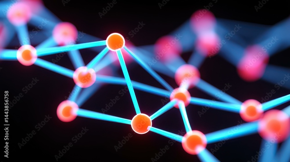 Explore a vibrant digital landscape showcasing the flow of big data, blockchain, and AI technology in action.