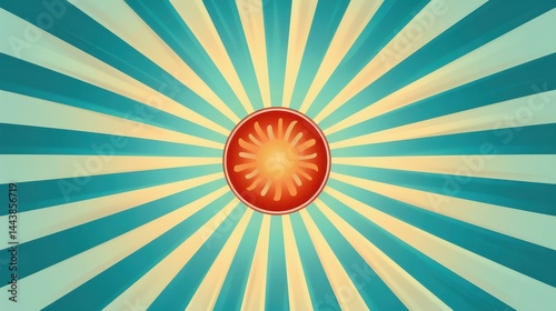 Obraz na płótnie Bright retro vibes with vintage sun design make it ideal for posters and banners, adding a trendy touch to any space. w salonie