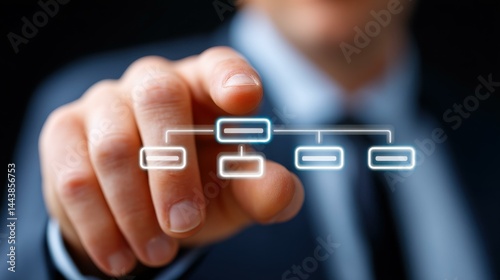 Obraz na płótnie Explore how a businessman enhances efficiency with a workflow automation system in a structured business model. w salonie