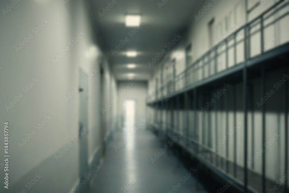 Fototapeta premium blur prison, underground iron bars, dark theme, criminal prison, with blur prison background