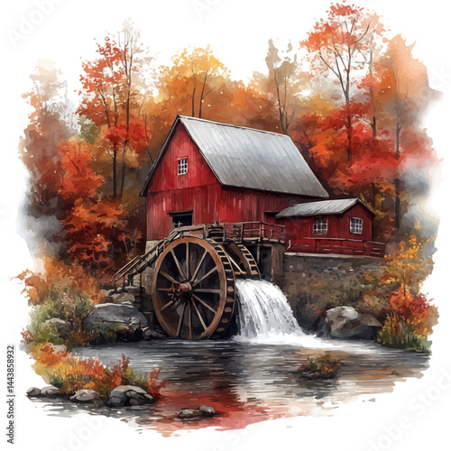 Large, vector watercolor illustration, isolated on a white background.