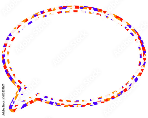 ステンドグラス風吹き出し　三角形模様　丸形