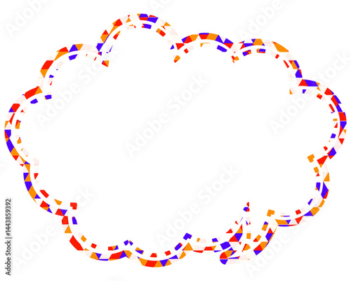 ステンドグラス風吹き出し　三角形模様　丸みのある雲形