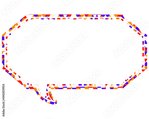 ステンドグラス風吹き出し　三角形模様　細長い八角形