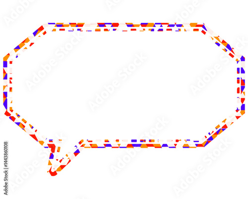 ステンドグラス風吹き出し　三角形模様　細長い八角形