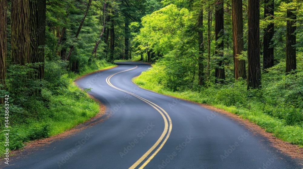 Fototapeta premium Winding Road Through Redwood Forest