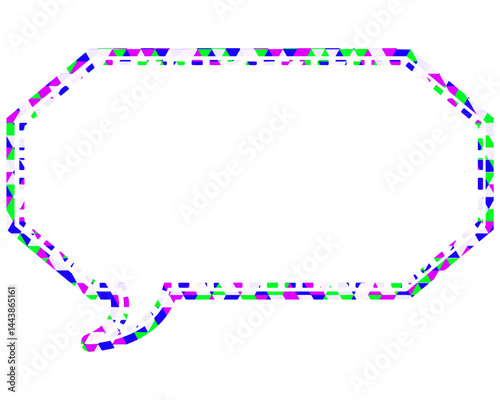 ステンドグラス風吹き出し　三角形模様　細長い八角形