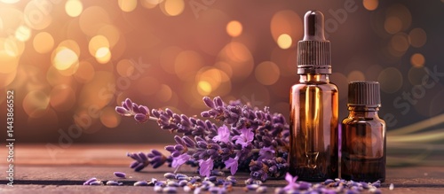 Lavender Essential Oil Bottles with Flowers