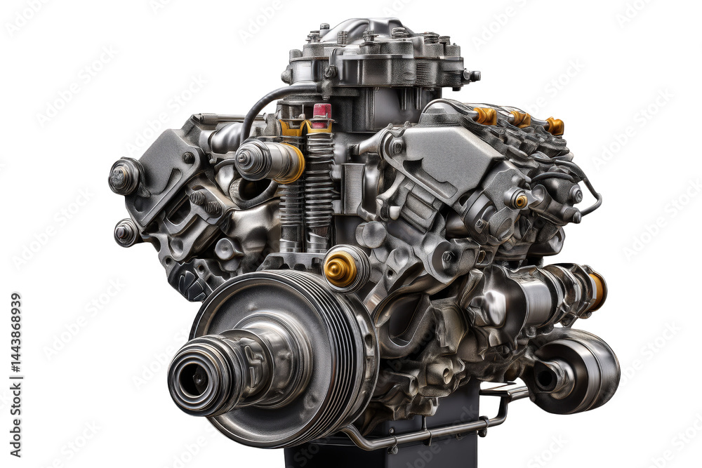 Detailed Close Up Of A Gray Industrial Engine isolated on transparent background Detailed Close Up Of A Gray Industrial Engine isolated on transparent background