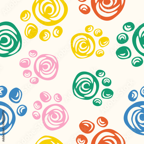 Cute paw pattern background vector design
