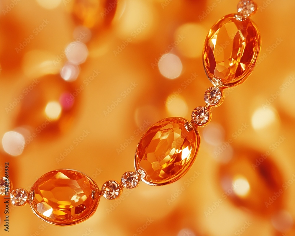 Orange Gemstone Bracelet with Diamond Accents